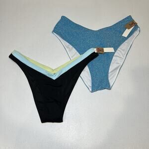 Lot Of Two PINK Victoria’s Secret V Front Itsy Bikini Bottom Size Medium NWT